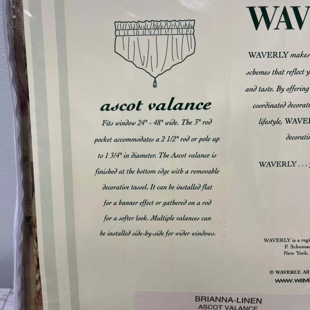 Waverly Window Valance Brianna Ascot Tassel Cottagecore 52x20 New